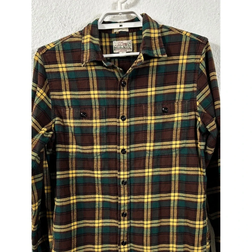 J. Crew Mid-Weight‎ Flannel Men S Brown Plaid Re-Imagined Button Down